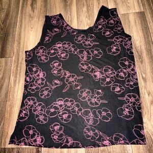 Liz Baker sleeveless knit floral top SZ XL